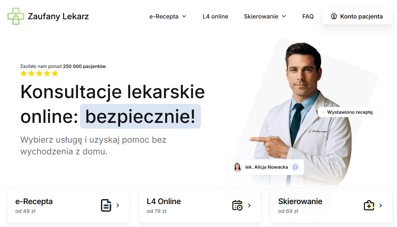 Zrzut ekranu zaufanylekarz.pl